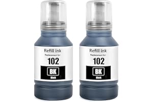 SHUOLEI SHUOLE 102 Ink Compatible with epson E102 Refill Ink Bottle Multipack for ecotank ET-2850 ET-3850 ET-2856 ET-4856 ET-4850 ET-2756 ET-4750 ET-2851 ET-15000 ET-2700 ET-2750 ET-2751 ET-3700(Black x 2)
