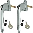 Heather 2 UK Polished Silver UPVC Window Handle Chrome Replacement Handles Window Locks for UPVC Windows Handles (2, Silver)