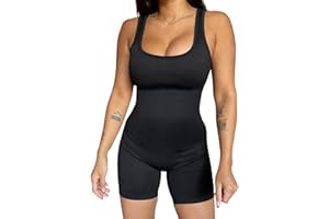 Felcia Unitard Bodysuit for Women Yoga One Piece Jumpsuit Solid Color Sleeveless Crew Neck Slim Fit Bodysuit