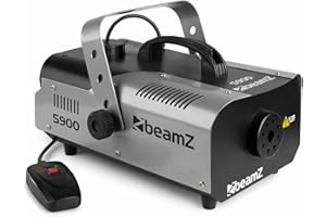 BeamZ S900 Machine à Fumée Solide et Portable, 900 Watts, Télécommande 3 m, Réservoir 1 L, Préchauffe Avant Utilisation : 3 minutes 30, Idéal pour votre Soirée avec des Jeux de Lumière