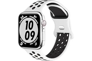 Higgs Ersatzarmband Kompatibel mit Apple Watch Ultra/Ultra 2 Armband 49mm 44mm 45mm 42mm Damen/Herren, Zweifarbige Perforation Silikon Sport Armbänder für iWatch Series 8 7 6 SE 5 4 3 2, Weiß Schwarz