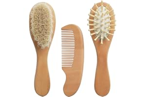 DUINIU 1 Wooden Wool Brush, 1 Air Bag Comb, 1 Flat Comb, Care Set, Newborn Products, Baby Accessories, Baby Hair Comb, Soft Brush, Bath Cleaning Tools