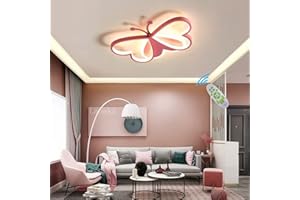 LANEKD Plafoniera Cameretta Bambini Ragazzo Ragazza Cameretta Lampadario 40W Dimmerabile Con Telecomando Soggiorno lampada da Soffitto per Sala da pranzo Tavolo da pranzo Cucina Lampada (Farfalla 50cm)