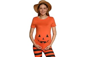 For G and PL Women's Halloween Crew Neck Short Sleeve Pregnancy Top Maternity Funny Graphic Shirt S-XXL
