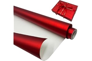 LZRINUE Rollo de papel para envolver regalos rojo: 43 cm x 12 m, papel para envolver reciclable metálico mate de color sólido para cumpleaños, Navidad, bodas, fiestas, decoraciones de regalos de festivales