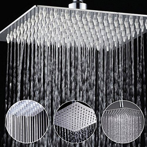 (3869-i) 8 INCH STAINLESS STEEL BATHROOM SQUARE SILVER PRESSURIZE RAINFALL