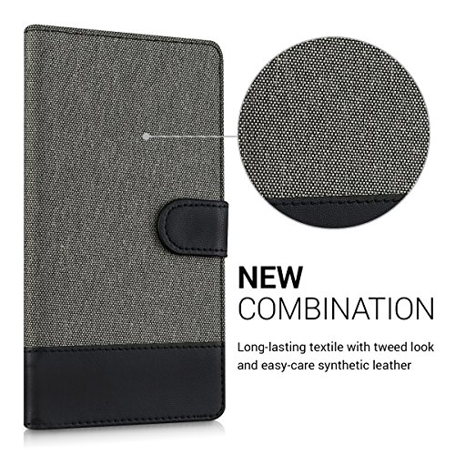 kwmobile Funda para LG Stylus 2 - Carcasa de Tela y Cuero sint tico - con Tapa y Tarjetero Gris Negro reviews kwmobile Funda para LG Stylus 2 - Carcasa de Tela y Cuero sint tico - con Tapa y Tarjetero Gris Negro