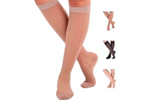 ABSOLUTE SUPPORT elegante Kompressionsstrümpfe für Frauen Klasse 2 20-30mmHg - Kompressionssocken für Krampfadern, Lymphödem, Lypödem, Schmerzlinderung - Stützstrümpfe Nude, X-Large