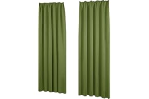 Deconovo Cortinas Salon Modernas Aislantes Térmicas Funcional Estilo Elegante con Doradillas 2 Piezas 140x245cm Verde