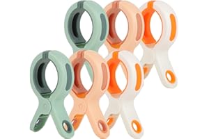 WINDFROMORT Zestaw 6 dużych spinaczy do bielizny, wytrzymałe tworzywo sztuczne, wiatroszczelne i antypoślizgowe, idealne na ręczniki, pościel i dywany, idealne na plażę, balkon i do domu