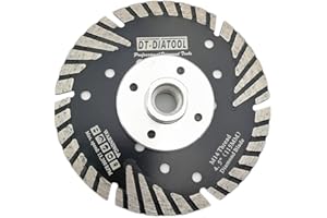 DT-DIATOOL Diamond Turbo Saw Blade with Slant Protection Teeth 4.5 Inch / 115mm Cutting Disc with M14 Thread for Concrete Tile Granite Marble Masonry