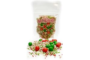 Sprinkletti - Merry Berry - Christmas Cake Topper Sprinkles - 30g Edible Festive Cupcake Decorations - Ideal For Xmas Themed Party Cakes And Bakes