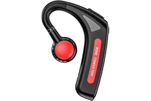 XMENHA Open Ear Kopfhörer kabellos Headset Bluetooth Single Luftleitung Knochenschall Sportkopfhörer mit Ohrhaken Mikrofon Bluetooth-Headsets für EIN Ohr Bone Conduction Ohrhörer für Sport Laufen Joggen rot