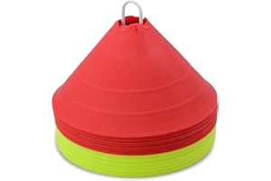 ‎SPORTIKEL24 SPORTIKEL24 Maxi-Muldenhauben 30er-Set Gelb/Rot – Jumbo-Hütchen, elastisch & bruchsicher, mit Tragehalter – für Slalom, Hürden & Training