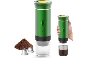 TTXSDYD Machine à Café Multi Capsules, 3 En 1 Cafetiere Expresso, 4 à 6 Minutes D'Auto-Chauffage, Petites Capsules, Grandes Capsules, Café Moulu, Cafetiere Portable Pour Bureau, Maison, Voiture (vert)
