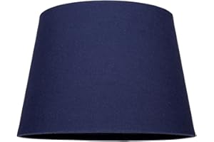 Traditional 8 Inch Midnight Blue Linen Fabric Drum Table/Pendant Lamp Shade 40w Maximum | Inner Luxurious Matching Cotton Lining | 20cm Bottom Diameter by Happy Homewares