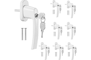 LIFERUN 8 PCS Abschliessbarer Fenstergriff, Kindersicherung Fenstersicherung mit Schloss, Länge des Schafts 35 mm, Zur Befestigung von Fenstern, Balkontüren, Hoftüren usw.(Weiß) (8)