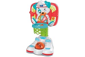 Clementoni Baby 1,2,3 Canestro Basket, Giocattolo Elettronico con Luci e Suoni Bambini 18+ Mesi, Impara Numeri e Colori e Sviluppa la Motricità, Palla Inclusa, Made in Italy, Lingua Italiana, 17437