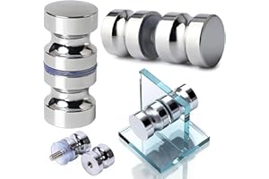 Guidre 2 piezas De Manillas De Puerta De Cristal Para Mamparas De Ducha, Tirador De Puerta Maciza De Aluminio Para BañO, Tirador Cromado De Un Solo Orificio (Plateado)