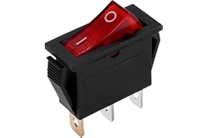 WEIPAI Tbkoly Interruptor basculante, bipolar , 28 x 10 mm, 250 V, 15 A, 3 puertos, color rojo