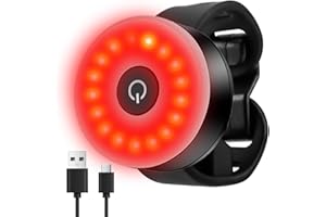 LTTEEA Rear Bike Light,Smart Bike Tail Light,USB Rechargeable Bicycle Lights,IPX6 Waterproof,5 Flash Modes,Intensity LED Taillight for Cycling Helmet Safety Accessories Fits On Any Bikes(Black)