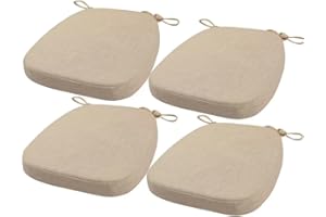 FIOVIP Cojín para Silla con Correas extraíbles, Lavable, Doble Antideslizante, Gran Elasticidad(40X38X33CM(3CM),Beige,4 Piezas)