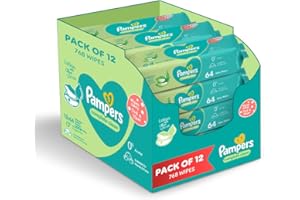 Pampers Complete Clean Baby Wipes with Aloe Vera Lotion for Hands & Face, 12 Packs, 768 Count (Item packing may vary)