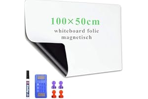 ‎LYZZXI Lyzzxi Whiteboard Folie, 50 * 100cm Magnetisch Selbstklebend Weißwandtafel Folie, Memoboard zum Schreiben, Inklusive Marker und Schwamm, Wandfolie für glatten Oberflächen in Schule Büro Haus
