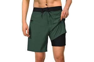 TUONROAD Kąpielówki dla mężczyzn, szybkoschnące, z podszewką kompresyjną, elastyczne spodenki treningowe, regulowane, ściągacz z kieszeniami na zamek błyskawiczny