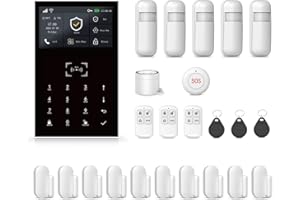 PGST Allarme Casa Senza Fili 24 Pezzi-4.3" Touch /4G/WiFi/GSM/GPRS, Espandibile con 99 componenti, antifurto casa wireless con Timer, Voce, SMS e Push,Nessun Canone Mensile, App Tuya/Smart Life/Alexa