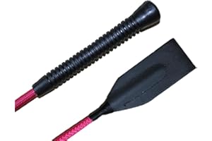 PRAIRIE HORSE SUPPLY Riding Crop for Horse (Black, Fuchsia, Pink, or Purple) (24 or 27 Inches) Fiberglass Shaft with Leather Single or Double Slapper