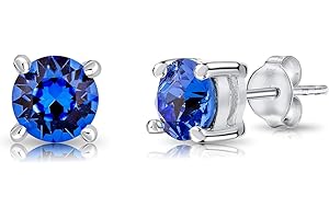 DTPsilver® Małe kolczyki ze srebra wysokiej próby 925 z kryształkami Swarovskiego, okrągłe, bardzo małe kolczyki na sztyfcie, średnica 5 mm, dostępne w wielu kolorach