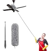 Hallstatt 2026 Upgraded Long Handle Microfiber Feather Fan Ceiling Duster for Dust Cleaning with extendable Pole 100 Inch wit