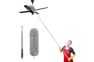 Hallstatt 2026 Upgraded Long Handle Microfiber Feather Fan Ceiling Duster for Dust Cleaning with extendable Pole 100 Inch wit