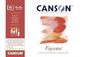 Canson Figueras Oil & Acrylic 290gsm paper pad including 10 sheets, size:33x24cm, canvas-like texture