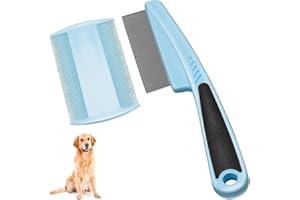 OBYJCA Lot de 2 peignes à puces pour chat et chien, peigne à puces pour chatons, peignes à poux à dents fines, peigne à tête en métal, peigne anti-puces pour petits chiens, peigne à puces pour chats efficace