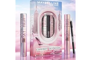 Maybelline New York - Coffret Regard Intense - Tattoo Liner Crayon Gel + Mascara Sky High Very Black + Mascara Sky High Top Coat Pailleté - 3 produits