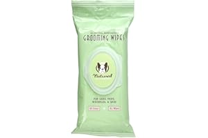 Natural Dog Company Grooming Wipes with Aloe Vera, Cleanses, Soothes, & Deodorizes, Fragrance Free, Hypoallergenic, Biodegradable Wipes - Dog Wipes for Ear, Paws, Face and Butt Wipes (50 Wipes)