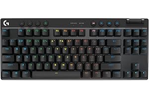 ‎LOGITECH G Logitech G PRO X TKL LIGHTSPEED Bezprzewodowa klawiatura do gier, przenośna konstrukcja bez kl. numerycznej,LIGHTSYNC RGB, nakładki z PBT, sprężynujące przełączniki (GX Brown), QWERTY US, PC - Czarny