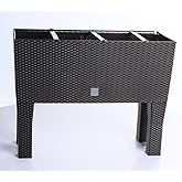 BirnePower Blumentopf Blumenkasten mit Füßen Blumenkübel Rattan Optik