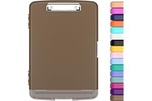 Hnogri Portapapeles de Plástico con Almacenamiento, Portapapeles de Enfermería con Apertura Lateral, Ligero, Escritura Suave para el Trabajo, Tamaño 36 x 24 x 3.5 Cm, Marrón