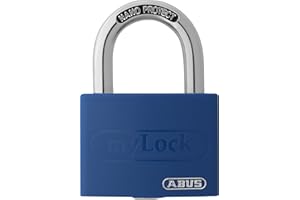 ABUS Kłódka T65AL/40 myLOCK – możliwość indywidualnego zapisu – zamek do szafki – masywny aluminiowy korpus – ABUS poziom bezpieczeństwa 5 – niebieska