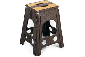 VIOLETTA Violet Taburete Plegable Portátil de Plástico Tamaño Grande Altura 45cm Apilables (Marrón Oscuro)