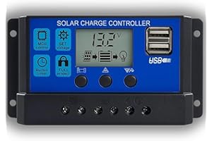 EUJRCF 30A Solar Charge Controller, 12V/ 24V Solar Panel Regulator, Adjustable Parameter LCD Display, Solar Panel Controller for Home, Industrial, RV, and Off-Grid Systems