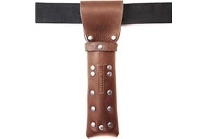 FERRARI PELLE Porta Metro Legno - in Vero Cuoio, Colore Marrone, Rivetti Cromati, Fatto a mano in Italia, Cintura non Inclusa