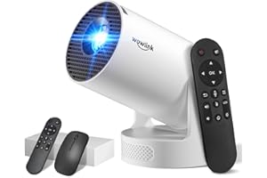 WOWLINK Mini Beamer Unterstützt 4K 1080P, Projektor Tragbarer mit WiFi 6 und Bluetooth 5.4, Beamer Klein Projektor Auto Keystone 180° Verstellbar Kompatibel mit HDMI/TV Stick/Memory Stick/Laptop, Beige