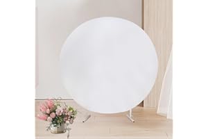 KYAOAYO Czyste białe okrągłe tło, poliester, jednokolorowe tło, okrągłe tło do fotografii na wesele, przyjęcie urodzinowe, dekoracja baby shower, studio, portret rekwizyt (235 x 235 cm, białe)
