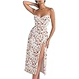 women's dresses Spaghetti Strap Long Robe Flower Print Beige Bodycon Long dress for women casual,Summer Dress