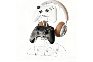 Windfromort Support Casque Gamer - Support Manette, en Acrylique, Ergonomique, Antidérapant, pour Gaming, Bureau, Maison (15,8 x 15,1 x 23 cm) (Transparent)