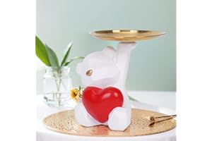 Umikk Bandeja de almacenamiento de resina para escritorio, diseño de oso abrazos, diseño de oso de peluche (blanco)